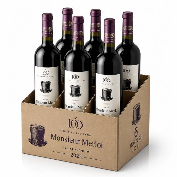 0.75L MSJE MERLO 2022 BARIK 15 MESECI 100 ŽENA PAKET(6 komada)