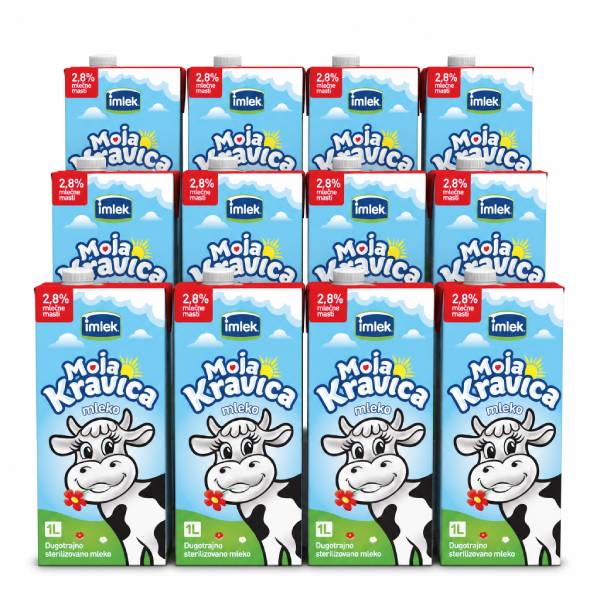 1L MOJA KRAVICA UHT MLEKO 2.8%MM Paket (12 Komada)