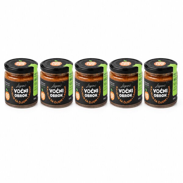 200G ZDRAVI VOĆNI OBROK KAJSIJA SA ČIJOM I LANOM PAKET (5 komada)