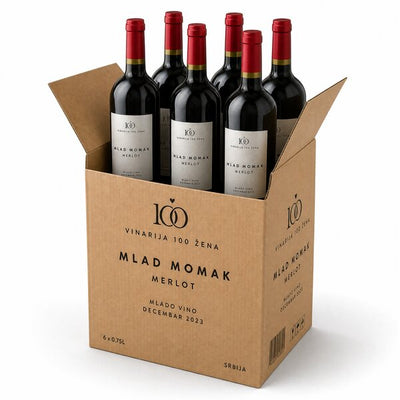 0.75L MLAD MOMAK MERLO 2025. MLADO VINO 100 ŽENA(6 komada)