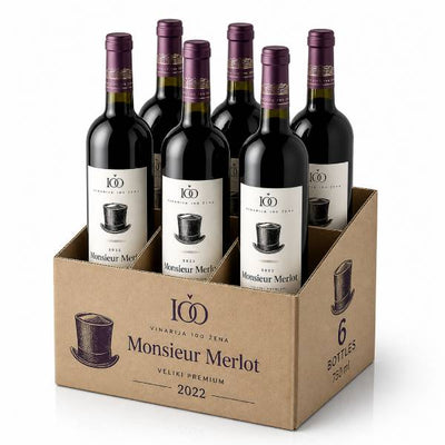 0.75L MSJE MERLO 2022 BARIK 15 MESECI 100 ŽENA PAKET(6 komada)