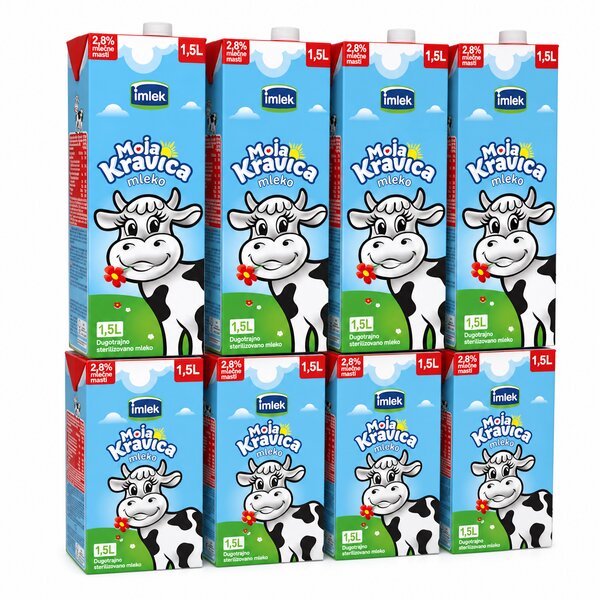 1.5L MOJA KRAVICA UHT MLEKO 2.8%MM Paket (8 Komada)