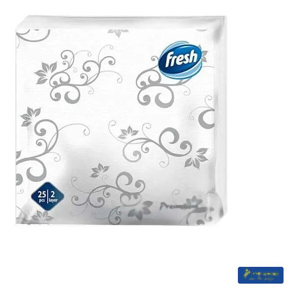 25/1 FRESH DEKOR PREMIUM BELA SREBRO SALVETA 38X38*
