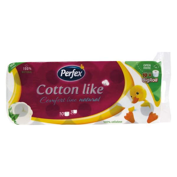 TOALET PAPIR PERFEX COTTON LIKE NATURAL 3 SLOJA 10KOM*