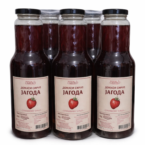 1L  DOMAĆI SIRUP OD JAGODE TATKO NA SLATKO Paket (4 komada)