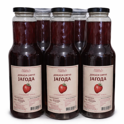 1L  DOMAĆI SIRUP OD JAGODE TATKO NA SLATKO Paket (4 komada)