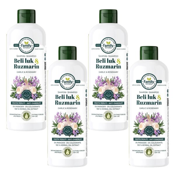 1L FAMILY  NATURAL ŠAMPON BELI LUK & RUZMARIN PAKET (4 komada)