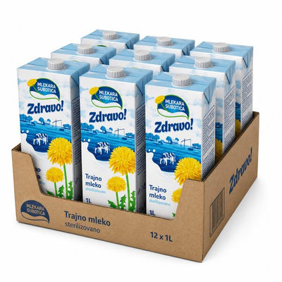 1L MLEKARA SUBOTICA ZDRAVO UHT DUGOTRAJNO MLEKO 2%MM Paket (12 Komada)