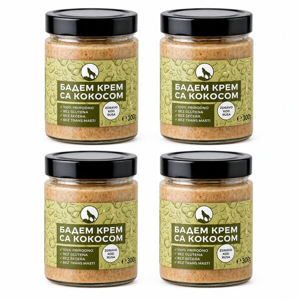 300G BADEM KREM SA KOKOSOM  ZDRAVO KOD RUSA PAKET (4 komada)