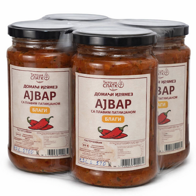 370ML DOMAĆI AJVAR SA PLAVIM PATLIDŽOM BLAGI TATKO NA SLATKO Paket (4 komada)