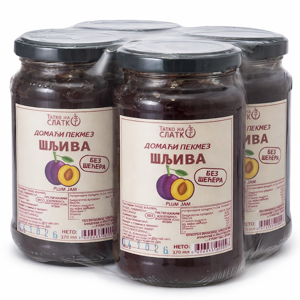 370ML DOMAĆI PEKMEZ OD ŠLJIVE BEZ ŠEĆERA TATKO NA SLATKO Paket (4 komada)