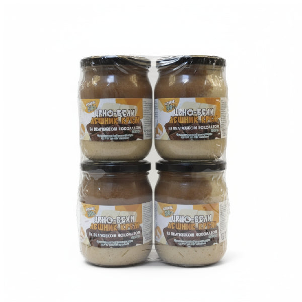500G CRNO BELI LEŠNIK KREM SA BELGIJSKOM ČOKOLADOM Paket (4 komada)