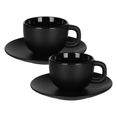 LUXIA TOTEM SET ŠOLJE ZA CAPPUCCINO SA TACNAMA CRNE 2x200ML
